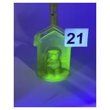 WESTMORELAND GLASS VASELINE GLASS DOGHOUSE