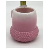 TOOTHPICK HOLDER COLORED GLASS ROUGH CUT ON THE