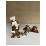 WOOD CONDIMENT HOLDER, WAGON, SCOTTY DOG STANDING