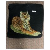 HAND EMBROIDERED LEOPARD PILLOW TOP NEEDS SEWED