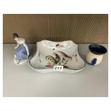 HAND PAINTED ROOSTER BOWL MADE IN FRANCE, ROYAL