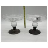 PAIR OF HAWKS CUT GLASS COMPOTES WITH WEIGHTED