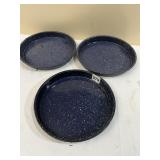 BLUE & WHITE SPECKELED ENAMEL 9.5" ROUND PAN