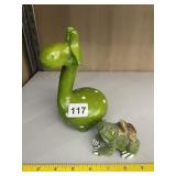 STONE GIRAFFE AND CERAMIC FROG