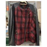 BLACK/RED PLAID LEATHER LIKE ZIP SLEEVES BY NEXT