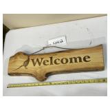 THICK CARVED WOOD WELCOME SIGN 24 INCH LONG