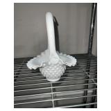 FENTON HOBNAIL BASKET 9" H