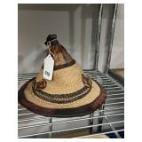 STRAW HAT WITH LEATHER