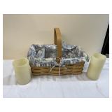 PETER BORO BASKET, 2 FLAMELESS CANDLES