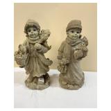 GIRL & BOY FIGURINE STATUE WHITE CERAMIC GLITTER
