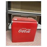 VINTAGE COCA COLA ENAMELED METAL COOLER WITH LIFT