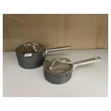 2 CIRCULON SAUCE POTS WITH LIDS, 2 QT AND 1 QT,