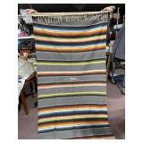48 BY 91 MEXICAN SALTILLO SERAPE BLANKET IN GRAY