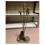 BRASS FIREPLACE TOOL SET