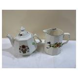 T&K PITCHER, TEA POT UNMARKED, DAMAGE TO PITCHER