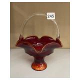 AMBERINA BRIDES BASKET WITH OPALESCENT EDGE