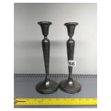 PAIR OF 10" WEIGHTED BASE STERLING SILVER CANDLE