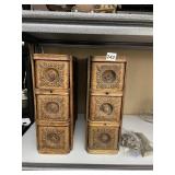 OAK THREE PER SECTION SET OF DRAWERS FROM SINGER