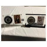 2 HOCKEY DISPLAY STANDS WITH KEVIN STEVENS AND