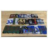 33 ASSORTED OPENED CARD PACKS , 8 FOOTBALL, 10