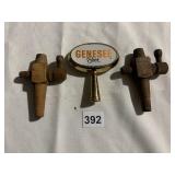 GENESEE BEER TAP WITH MANUAL WOODEN BRASS TAPS