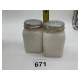 PAIR OF WINDMILL FRONT SALT AND PEPPER SHAKERS