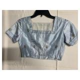 BLUE SILK TOP 14" ACROSS SHOULDER - 13" LONG