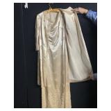 VINTAGE BEADED SATIN EVENING DRESS AND COAT 16"