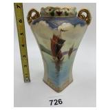 IMPERIAL HAND PAINTED DOUBLE HANDLE VASE W/ SHIP