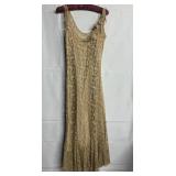 MAXI DRESS VINTAGE BEIGE LACE 52" LONG - 17.5"