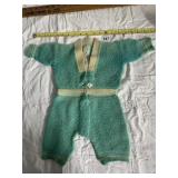 VINTAGE KNIT GREEN AND WHITE BABIES ONESIE