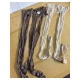 ANTIQUE TWO PAIRS OF STOCKINGS ONE IVORY ONE