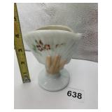 EAPG DITHRIDGE HAND HOLDING FAN MILK GLASS