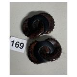 VINTAGE SHOE CLIPS LEATHER AND CELLULOID