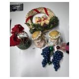 CHRISTMAS ITEMS, CARDINAL IN BIRDCAGE SINGS, BEAR