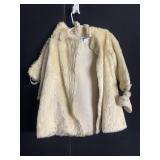 CHILDS WHITE FAUX FUR COAT W/ MATCHING MITTENS