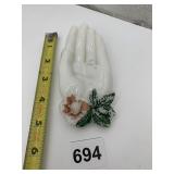 WHITE MILK GLASS HAND DISH