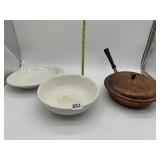 COPPER CHAFER INSERT PAN, WARWICK 1939 PORCELAIN