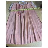 ANTIQUE GIRLS PEACH DRESS WITH LACE TRIM ON NECK