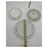 MILK GLASS HEART RIM PLATE, OPEN EDGE PLATE