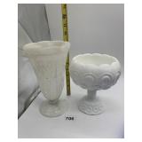 TWO MILK GLASS PIECES INCLUDING LE SMITH MOON AND