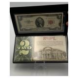 1953 C SERIES RED SEAL $2 BILL INVITE FOLD