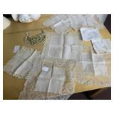 LACE WEDDING HANKIES, AND OTHERS, HEAD DRESS W/