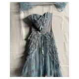 1950S PROM DRESS WITH SHOULDER WRAP NETTING WITH