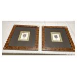 2 FRAMED URN PRINTS IN FRAME, SCRATCH ON EDGE OF