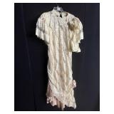 OFF WHITE DRESS W/ LACE OVERLAY - GATHERED ON