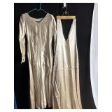 VINTAGE SATIN WEDDING GOWN W/ DETACHED TRAIN DOES