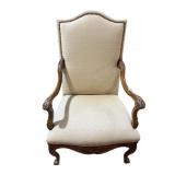 LOUIS XV CARVED WALNUT ARMCHAIR W/ CREAM