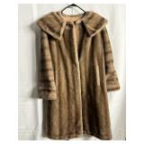 FAUX MINK  FUR TWO TONE BROWN LONG COAT REGINA