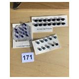 VINTAGE BUTTONS INCLUDING FLOWER, BLUE TWO TONE,